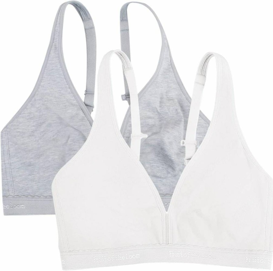 Fruit of the Loom Women's Wireless Cotton Bralette - Comfortable Multi-Pack Bras for Everyday Wear