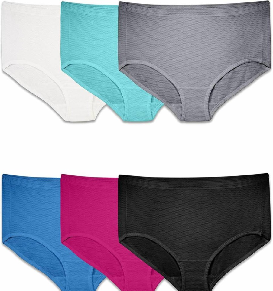 Fruit of the Loom Women's Plus Size Micro Mesh Briefs - Breathable Comfort Fit Underwear, Assorted Colors, Size 11 US