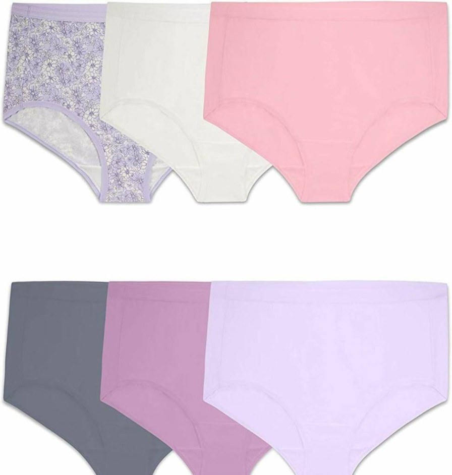 Fruit of the Loom Women's Plus Size & Regular Microfiber Briefs Underwear - 6 Pack Assorted Colors, Soft Comfort Fit