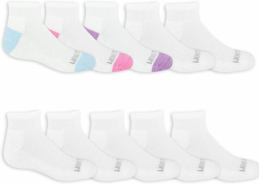 Fruit of the Loom Girls' Lightweight Athletic Quarter Socks 10-Pack - Breathable Everyday Sports Socks for Kids