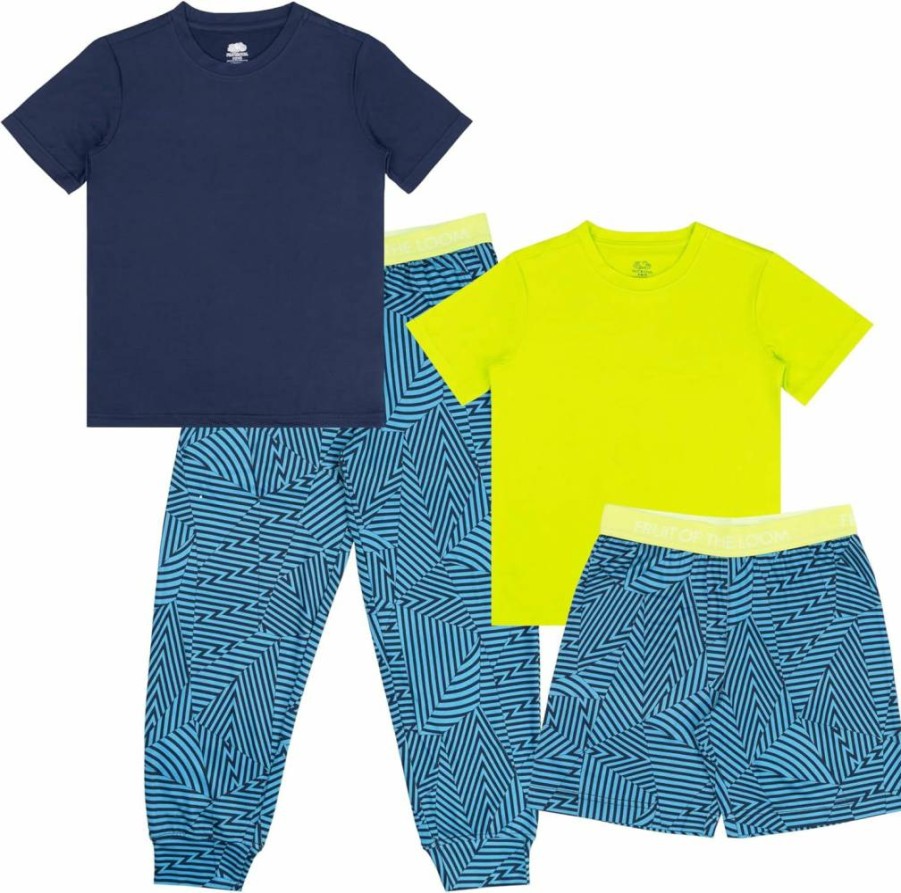 Fruit Of The Loom Boys' Loose Fit Pajama Set - 4-Piece Comfortable Sleepwear for Kids