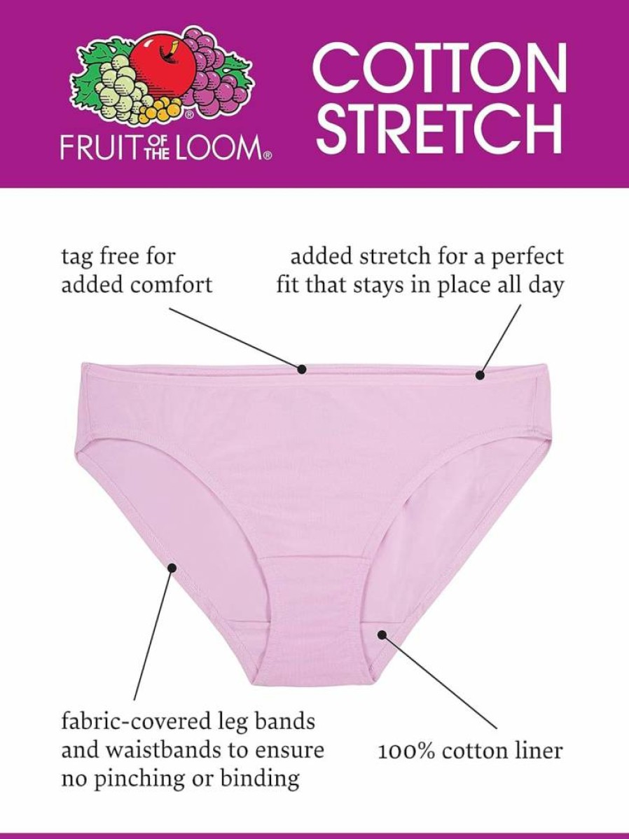 Fruit of the Loom Women's Comfort Stretch Cotton Underwear - Regular & Plus Size Breathable Soft Panties