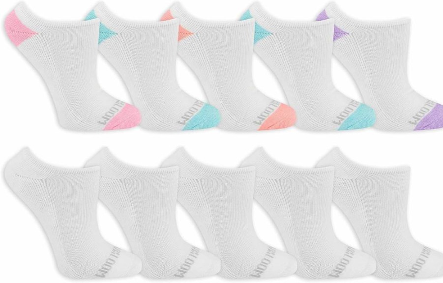 Fruit of the Loom Women's No Show Socks 10-Pack - Soft Cushioned Comfort Everyday Low Cut Socks