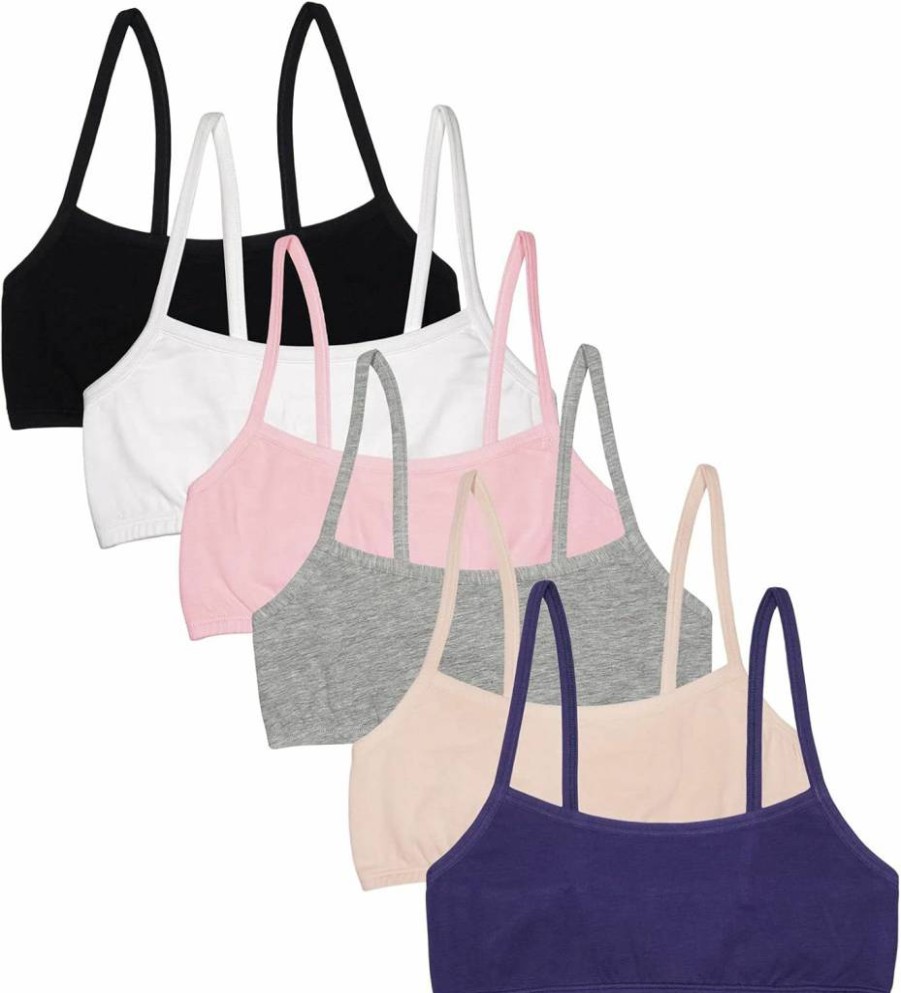 Fruit of the Loom Girls' Cotton Sports Bra - Comfortable Spaghetti Strap Activewear for Kids