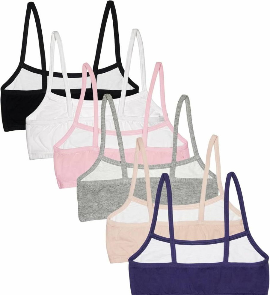 Fruit of the Loom Girls' Cotton Sports Bra - Comfortable Spaghetti Strap Activewear for Kids