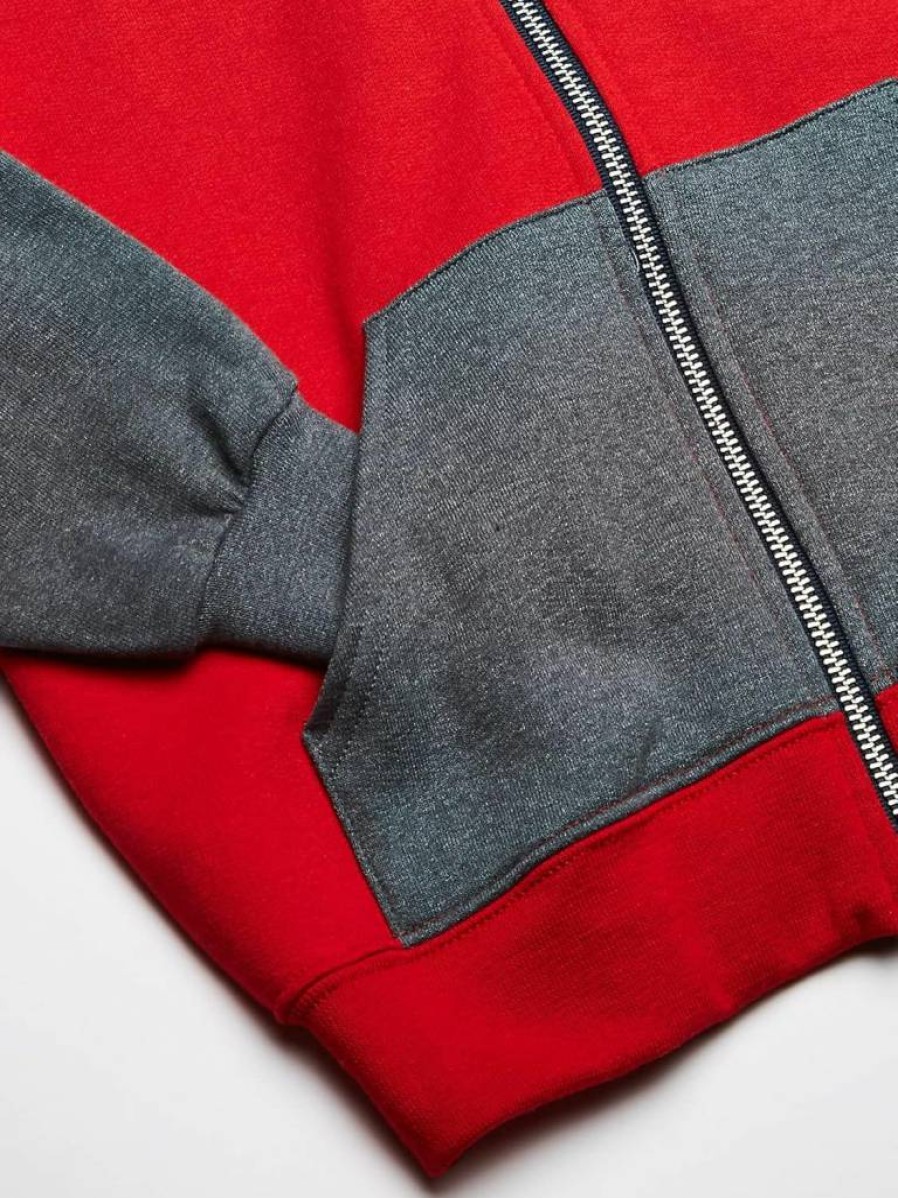 Fruit of the Loom Boys' Fleece Full Zip Hoodie - True Red, Charcoal Heather, Times Square Navy Stripe - Small Size