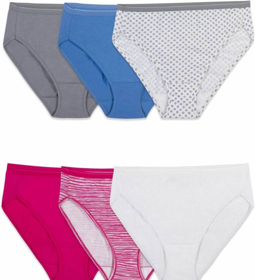 Fruit of the Loom Women's Cotton High Cut Brief Underwear - Soft Comfortable Breathable Panties