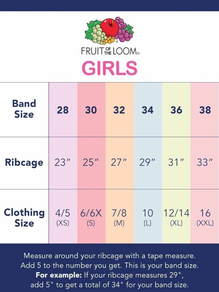 Fruit of the Loom Girls' Adjustable Comfort Bra 2-Pack with Removable Padding