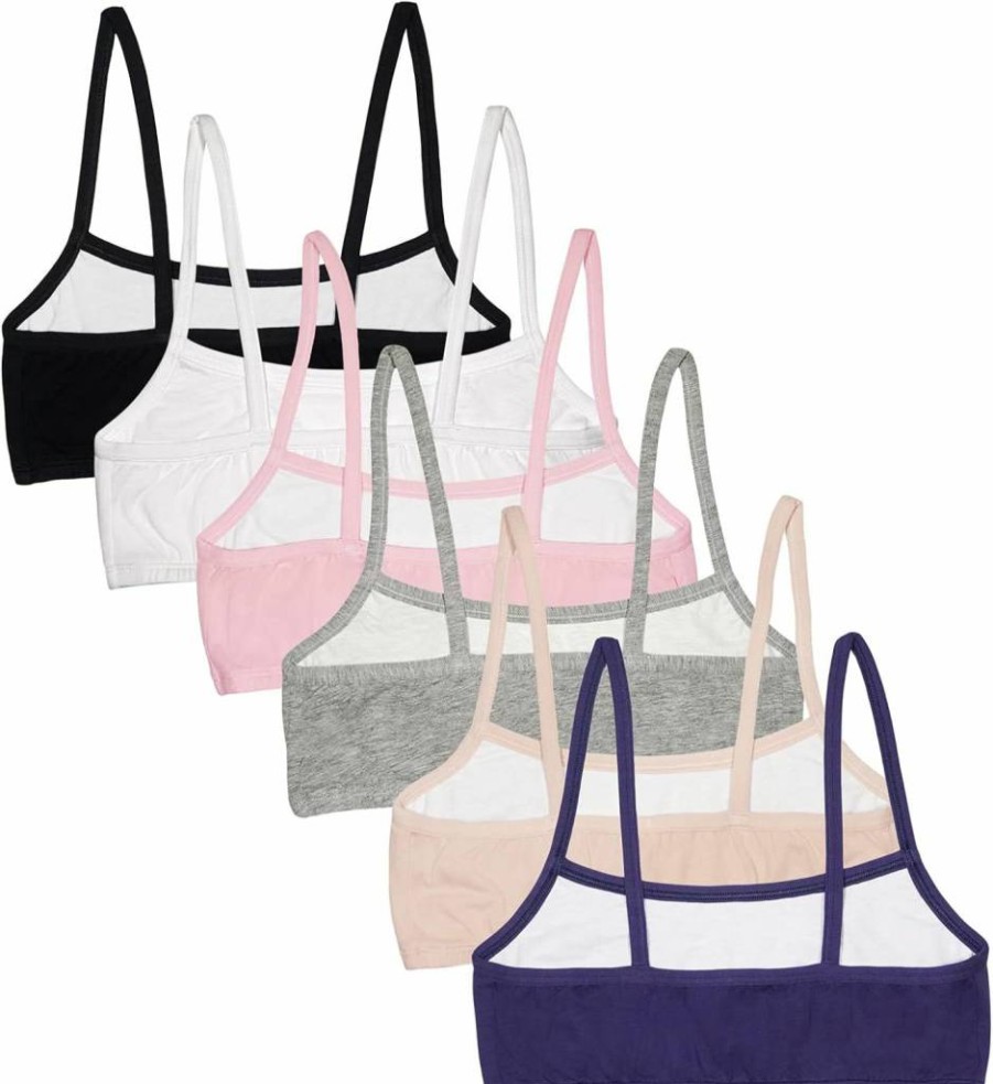 Fruit of the Loom Girls' Cotton Sports Bra - Breathable Spaghetti Strap Activewear for Kids & Teens