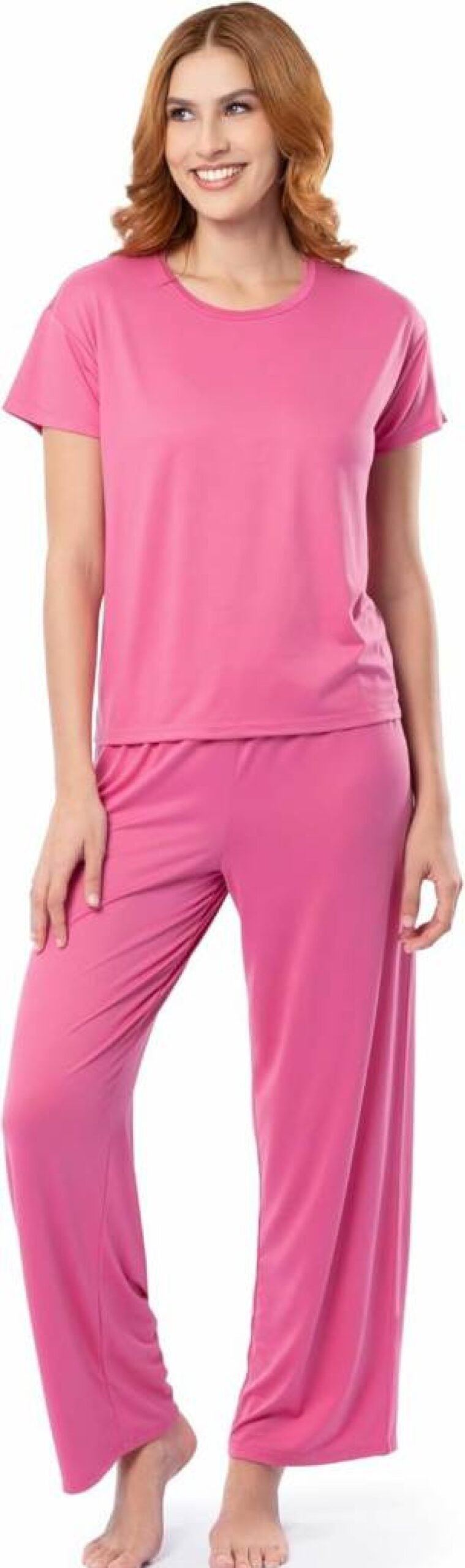 Fruit of the Loom Women's Sleep Set - Drop Shoulder Tee & Convertible Waist Lounge Pajamas