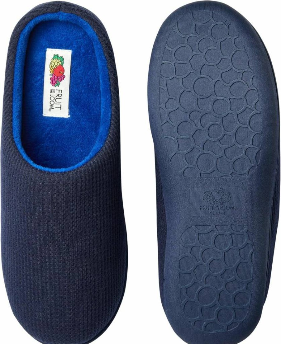 Fruit of the Loom Men's Two-Tone Ribbed Jersey Clog with Memory Foam - Indoor/Outdoor Comfort Slippers, Machine Washable