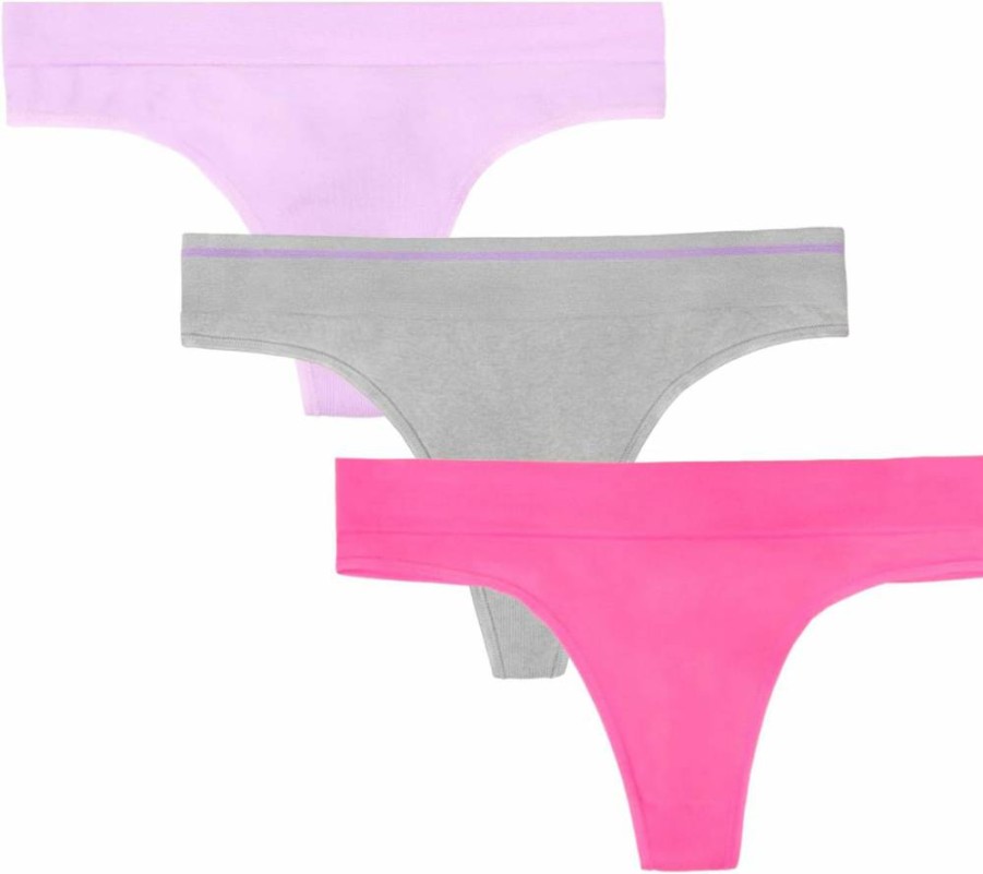 Fruit of the Loom Women's 3-Pack Seamless Thong Underwear - Breathable Comfort, Invisible Fit for Everyday Wear