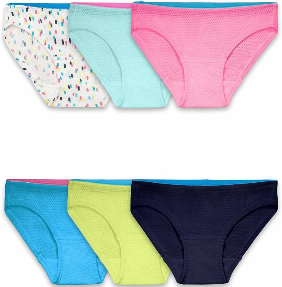 Fruit of the Loom Girls' Soft Breathable Cotton Underwear - Comfortable Kids' Panties for All-Day Wear