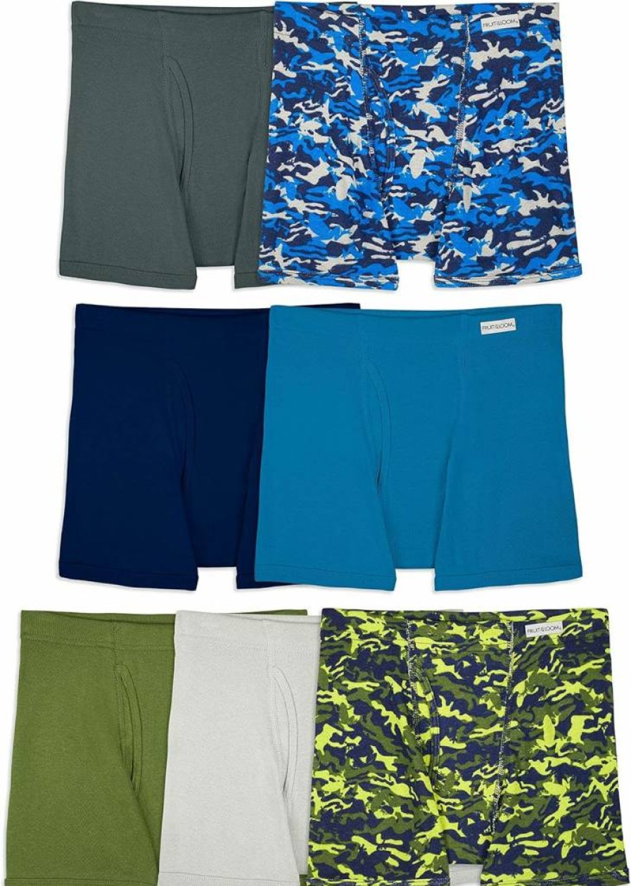 Fruit of the Loom Boys' Soft Cotton Boxer Briefs - Comfortable Underwear for Kids & Teens
