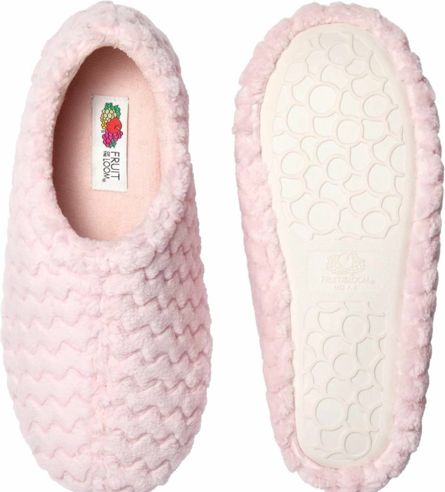 Fruit of the Loom Women's Memory Foam Slippers - Indoor/ Outdoor Comfort with Chevron Design