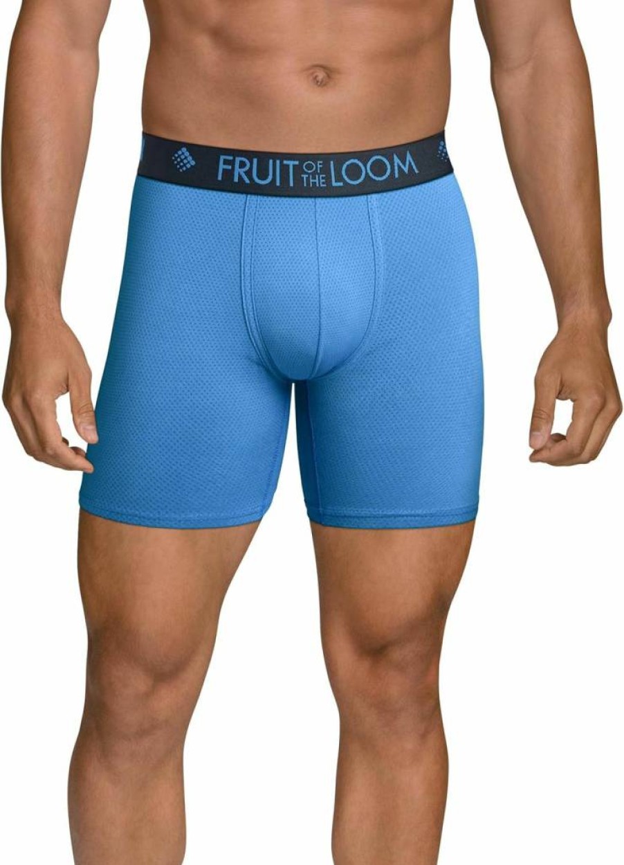Fruit of the Loom Men's Breathable Boxer Briefs - Moisture Wicking Underwear Multipack, Assorted Colors