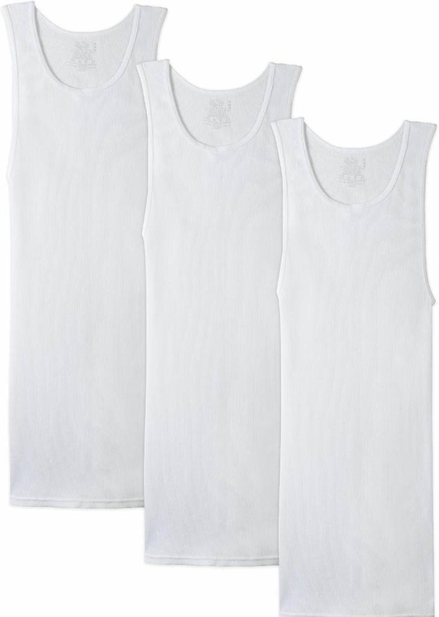 Fruit of the Loom Men's Big & Tall 5XL Undershirts 3-Pack, Tag-Free Cotton Tank Tops for Comfort