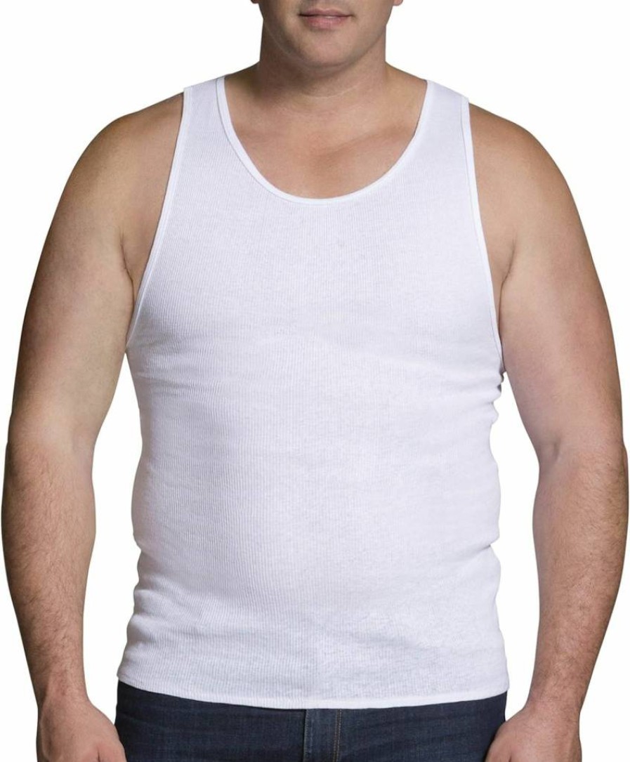 Fruit of the Loom Men's Big & Tall 5XL Undershirts 3-Pack, Tag-Free Cotton Tank Tops for Comfort