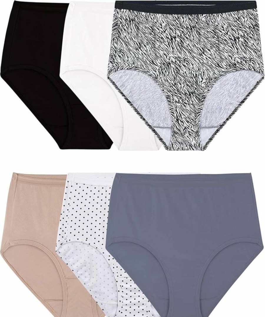 Fruit of the Loom Women's Cotton Brief Underwear - Tag-Free, Breathable, Plus Size Options - Eversoft Comfort for All-Day Wear