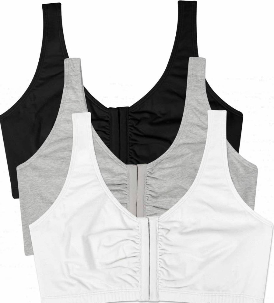 Fruit of the Loom Women's Cotton Blend Front Closure Sports Bra - Easy Fit & Built-Up Support for Active Lifestyles