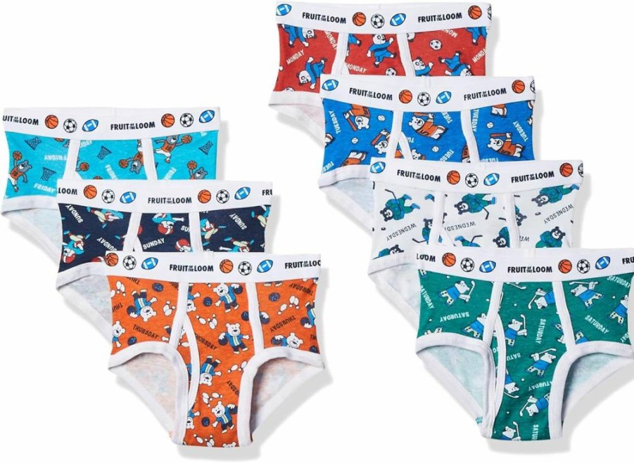 Fruit Of The Loom Boys' Soft Cotton Tag-Free Underwear - Assorted Colors Multipack - Breathable Comfort Briefs for Kids