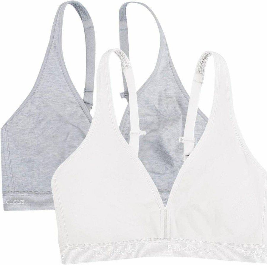 Fruit of the Loom Women's Wireless Cotton Bralette - Comfortable Multi-Pack Bras for Everyday Wear