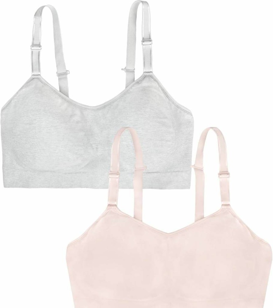Fruit of the Loom Women's Seamless Wireless Bra 2-Pack with Built-In Pads - All-Day Comfort 360 Stretch