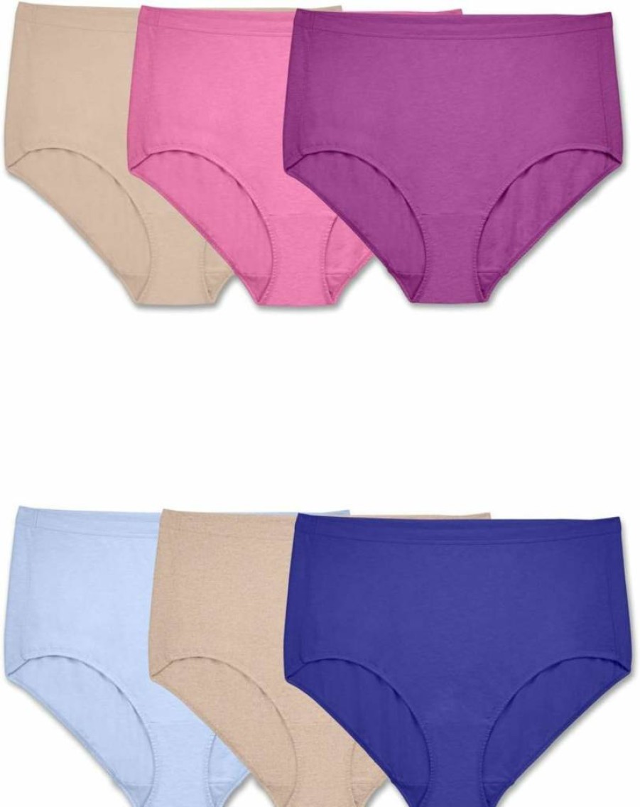 Fruit of the Loom Women's ComfortSoft Cotton Blend Brief Underwear - Assorted Colors, Size 11 Plus - Designed for Curves