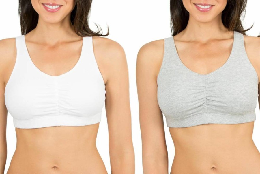 Fruit of the Loom Women's 2-Pack Comfort Fit Shirred Front Sports Bras with Removable Pads