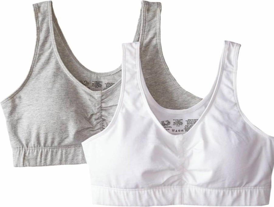 Fruit of the Loom Women's 2-Pack Comfort Fit Shirred Front Sports Bras with Removable Pads