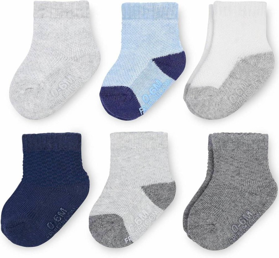 Fruit of the Loom Baby Unisex 6-Pack Crew Socks for Boys & Girls (0-6 Months) - Soft Thermal Stretch, Breathable Mesh, All-Weather Comfort in Blue