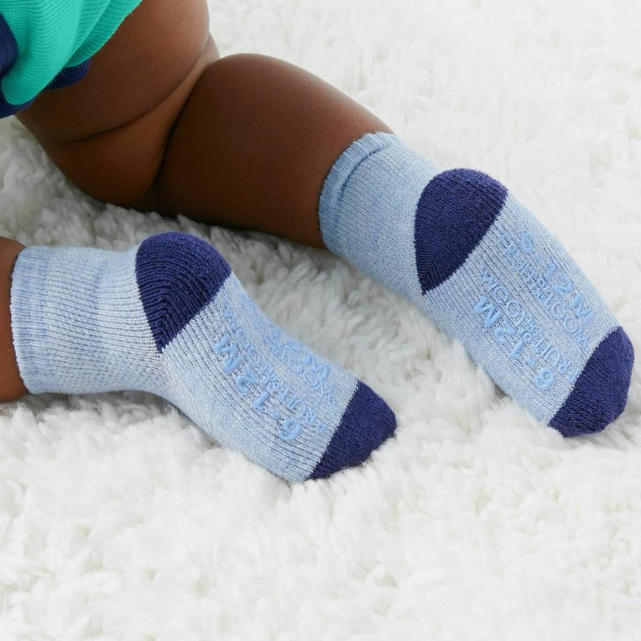 Fruit of the Loom Baby Unisex 6-Pack Crew Socks for Boys & Girls (0-6 Months) - Soft Thermal Stretch, Breathable Mesh, All-Weather Comfort in Blue