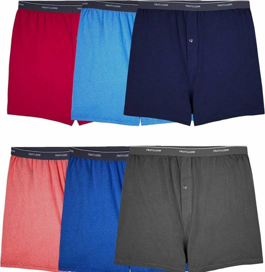 Fruit of the Loom Men's Breathable Moisture-Wicking Boxer Shorts Multipack, Tag-Free Relaxed Fit Underwear in Assorted Colors