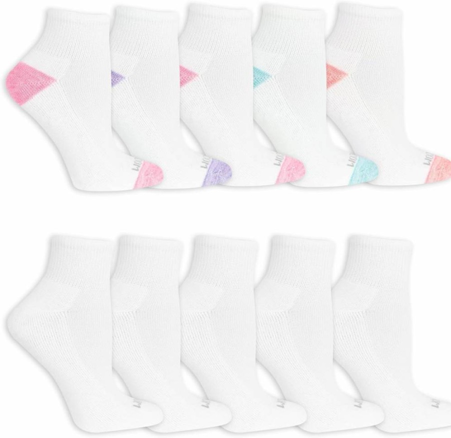 Fruit of the Loom Women's 10-Pack Soft Cushioned Ankle Socks for Everyday Comfort