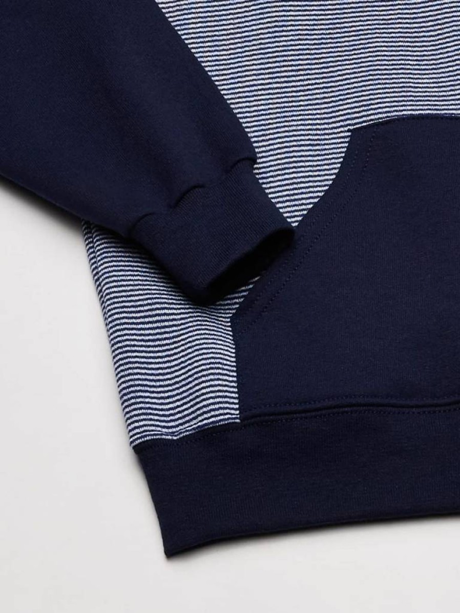 Fruit of the Loom Boys' Fleece Full Zip Hoodie & Sweatpants Set, Navy Stripe, Small US - Comfortable Kids Activewear