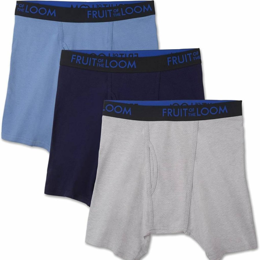 Fruit of the Loom Men's Breathable Boxer Briefs - Comfortable Underwear for Regular & Big Sizes