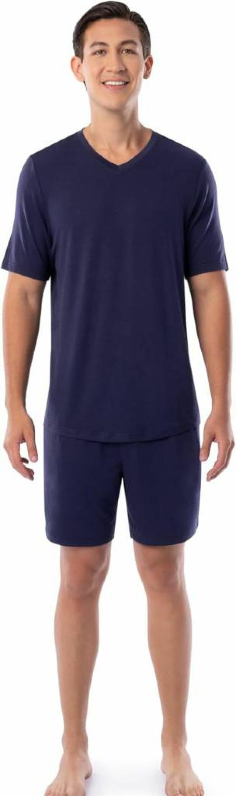 Fruit of the Loom Men's 360° Stretch V-Neck Pajama Set with Shorts | Comfortable Sleepwear