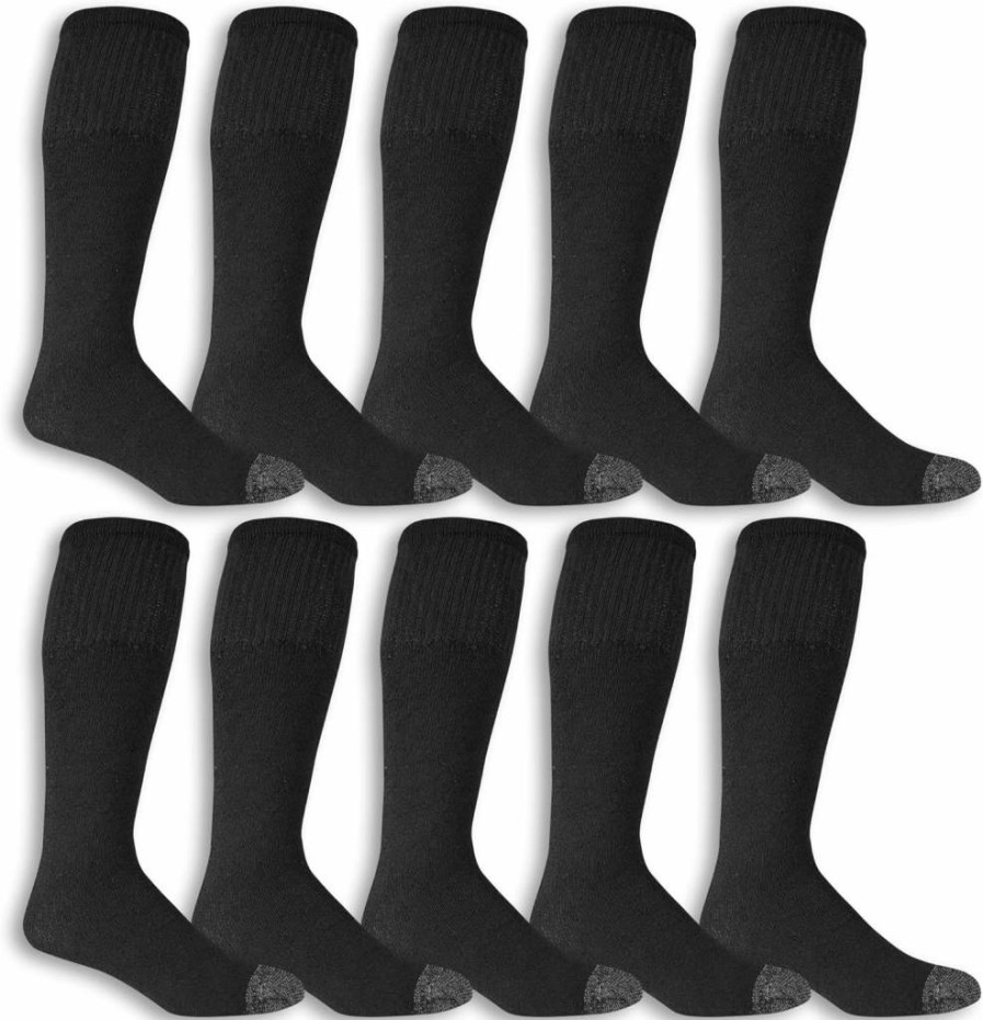 Fruit of the Loom Men's Work Gear Cushioned Crew Socks 10-Pack - Durable Comfort for All-Day Wear