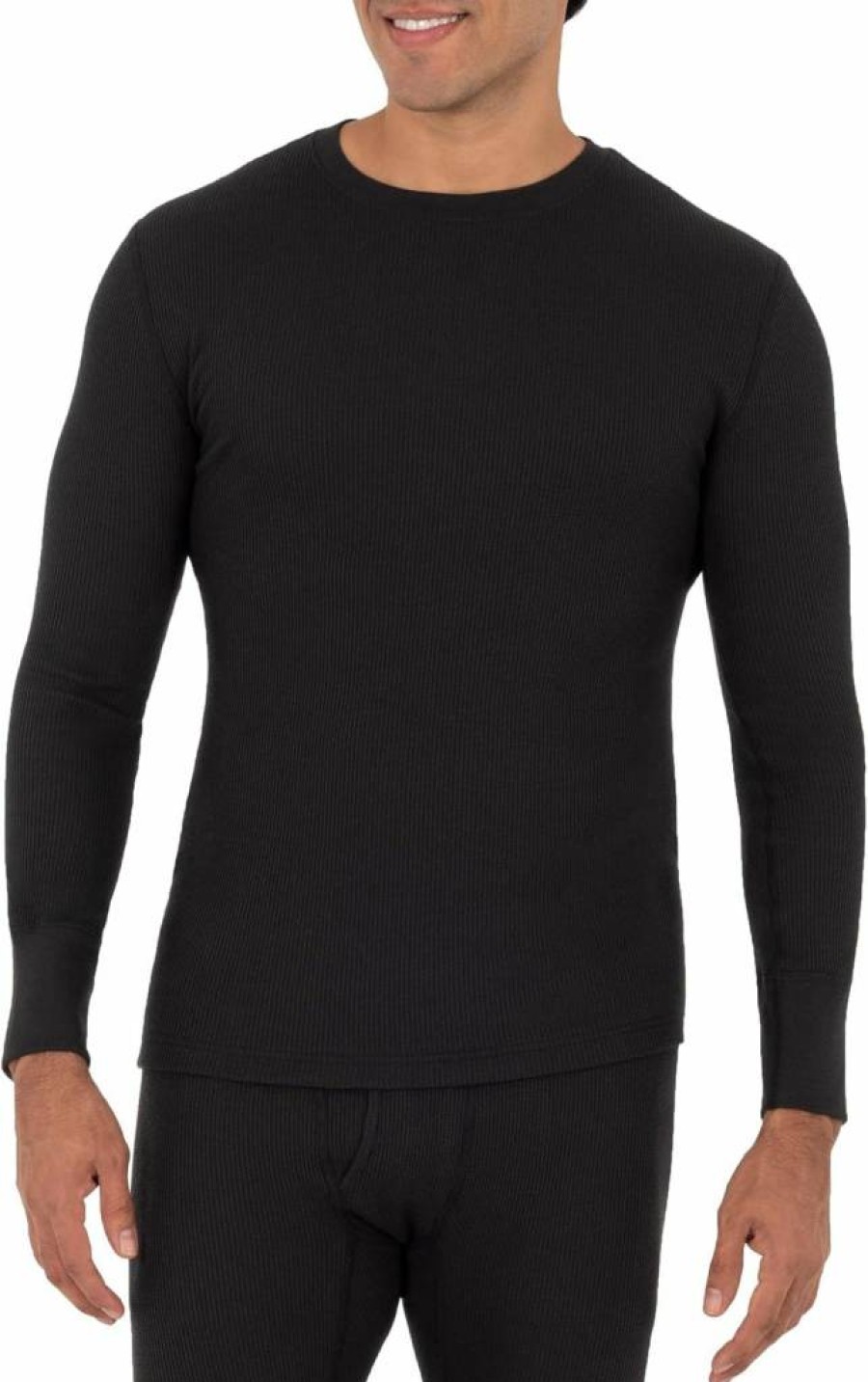Fruit of the Loom Men's Recycled Thermal Waffle Crewneck Shirt - Eco-Friendly Warm Top (1-Pack, 2-Pack Options)