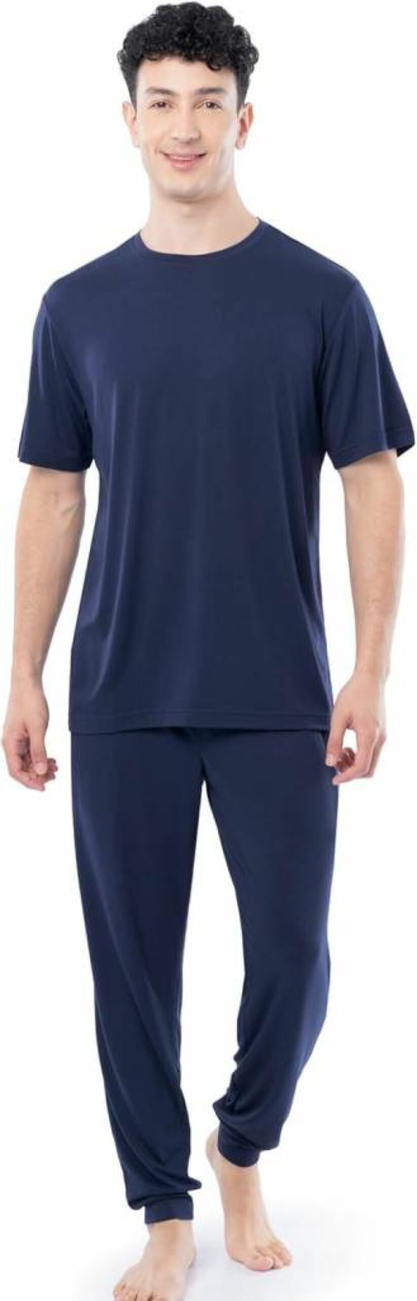 Fruit of the Loom Men's 360 Stretch Comfort Pajama Set - Soft Crewneck Top & Jogger Pants for Relaxed Sleepwear