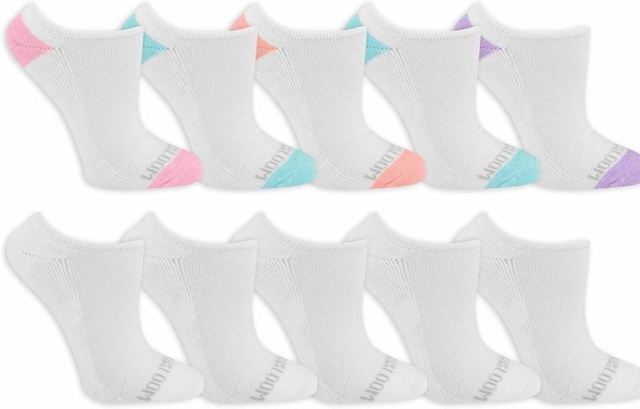 Fruit of the Loom Women's No Show Socks 10-Pack - Soft Cushioned Everyday Ankle Socks
