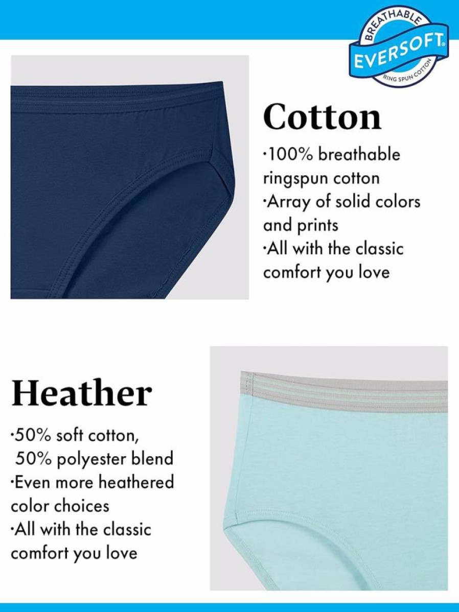 Fruit of the Loom Women's Cotton Hipster Underwear - Tag-Free, Breathable, Plus Size Options - Eversoft Comfort