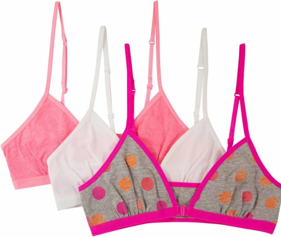 Fruit of the Loom Girls' Cotton Bralette 3-Pack - Soft Comfortable Convertible Bras for Teens and Big Girls