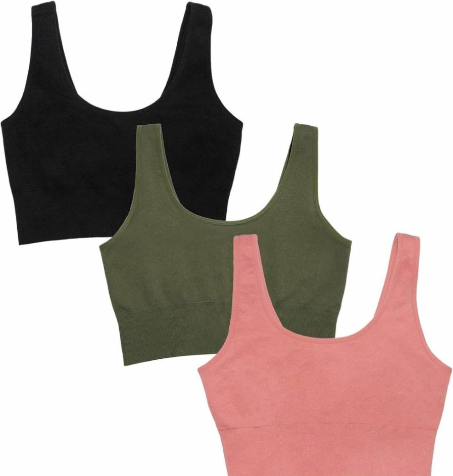 Fruit of the Loom Women's 360° Stretch Wireless Sports Bra - Seamless Longline Full-Coverage for Comfort & Natural Shape