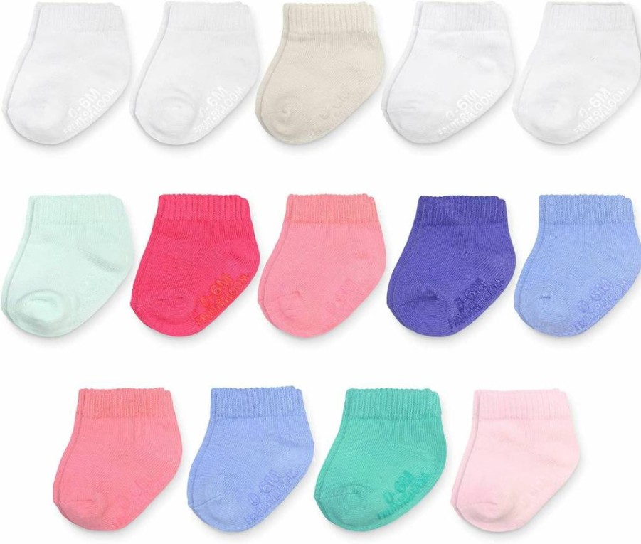 Fruit of the Loom Baby 14-Pack Stretch Cotton Socks with Flex Zones for Unisex, Girls & Boys - Grow & Fit Design