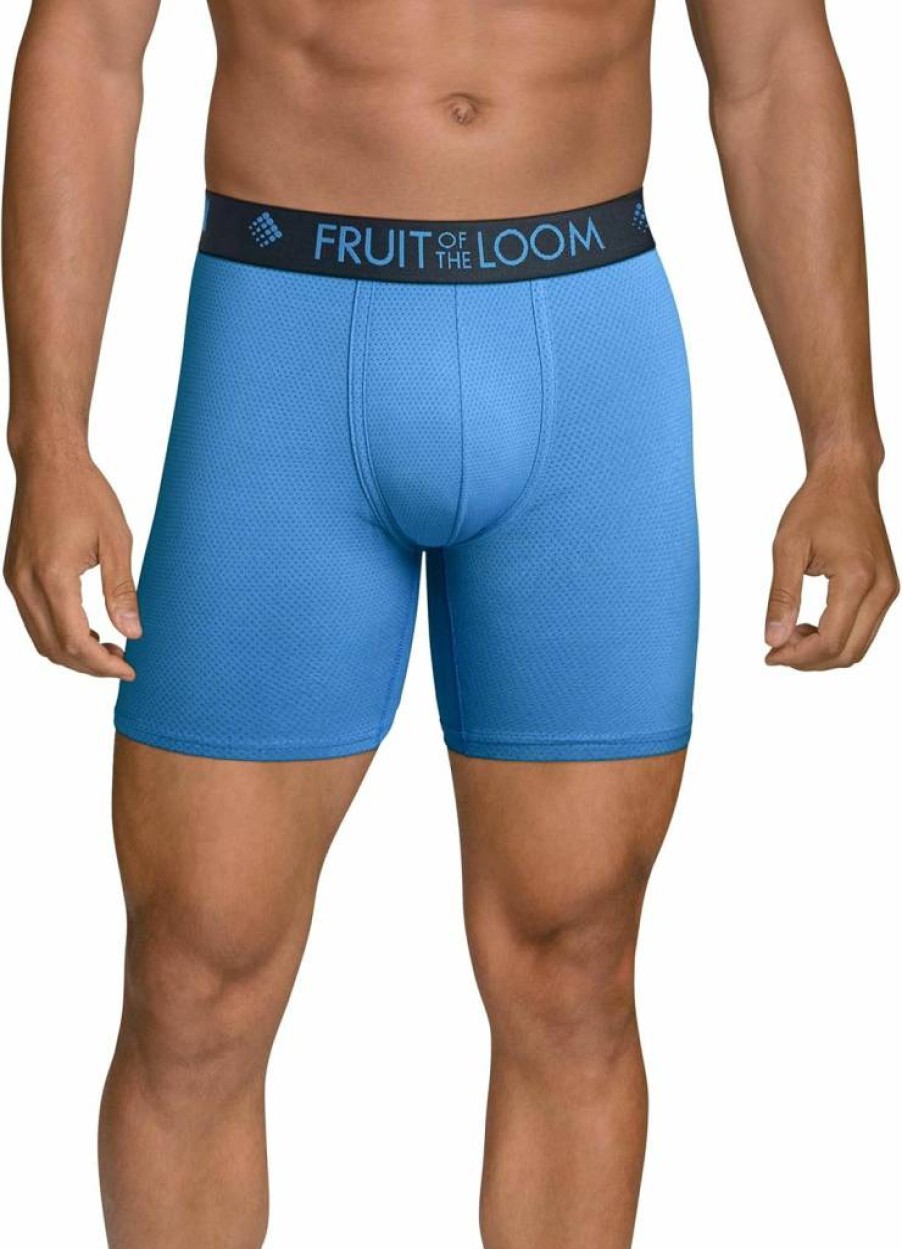 Fruit of the Loom Men's Breathable Boxer Briefs - Moisture Wicking Underwear Multipack, Assorted Colors (3-Pack)
