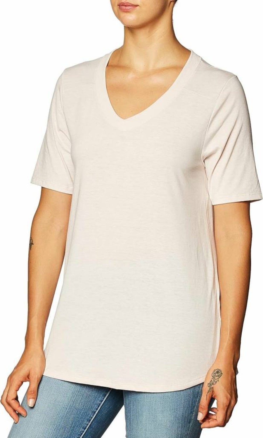Fruit of the Loom Women's Comfort Stretch V-Neck Short Sleeve T-Shirt - Soft Casual Basic Tee for Everyday Wear
