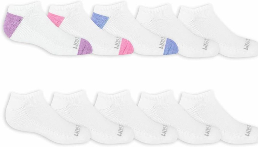 Fruit of the Loom Girls' No Show Socks 10-Pack - Breathable Everyday Ankle Socks for School & Sports