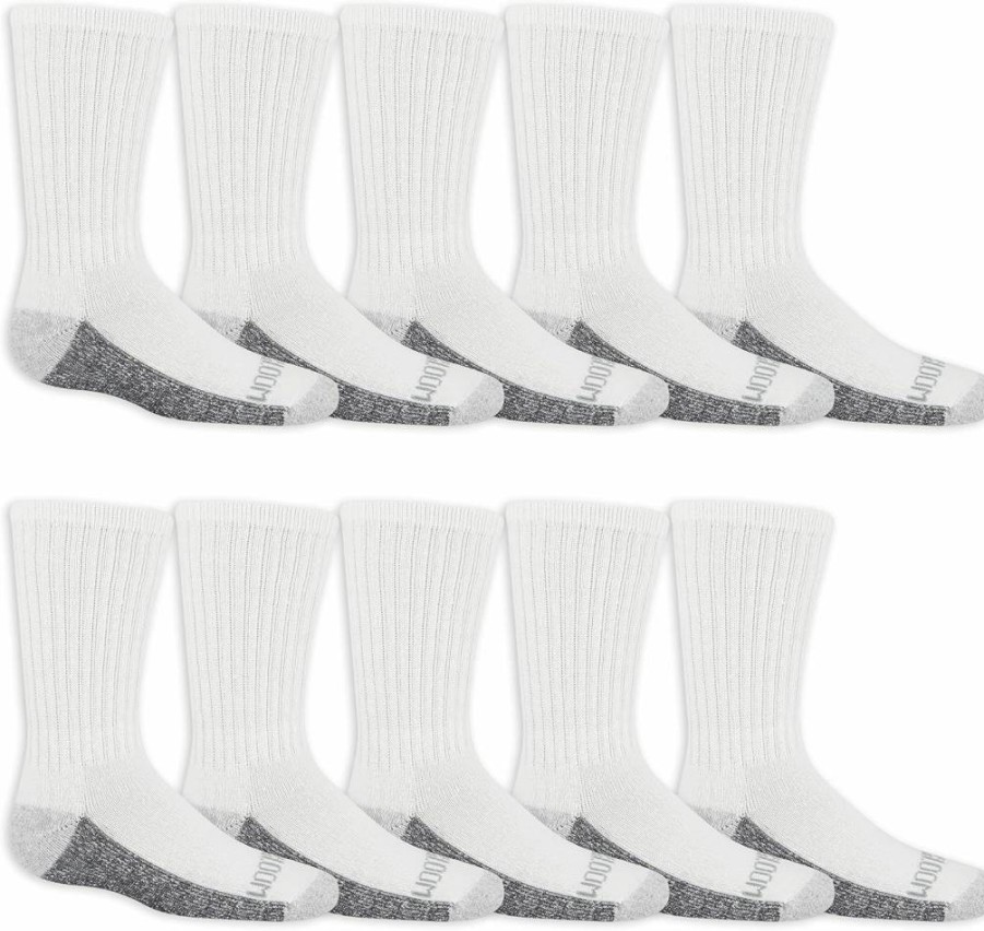 Fruit of the Loom Boys' 10-Pack Dual Defense Crew Socks for Everyday Comfort and Durability