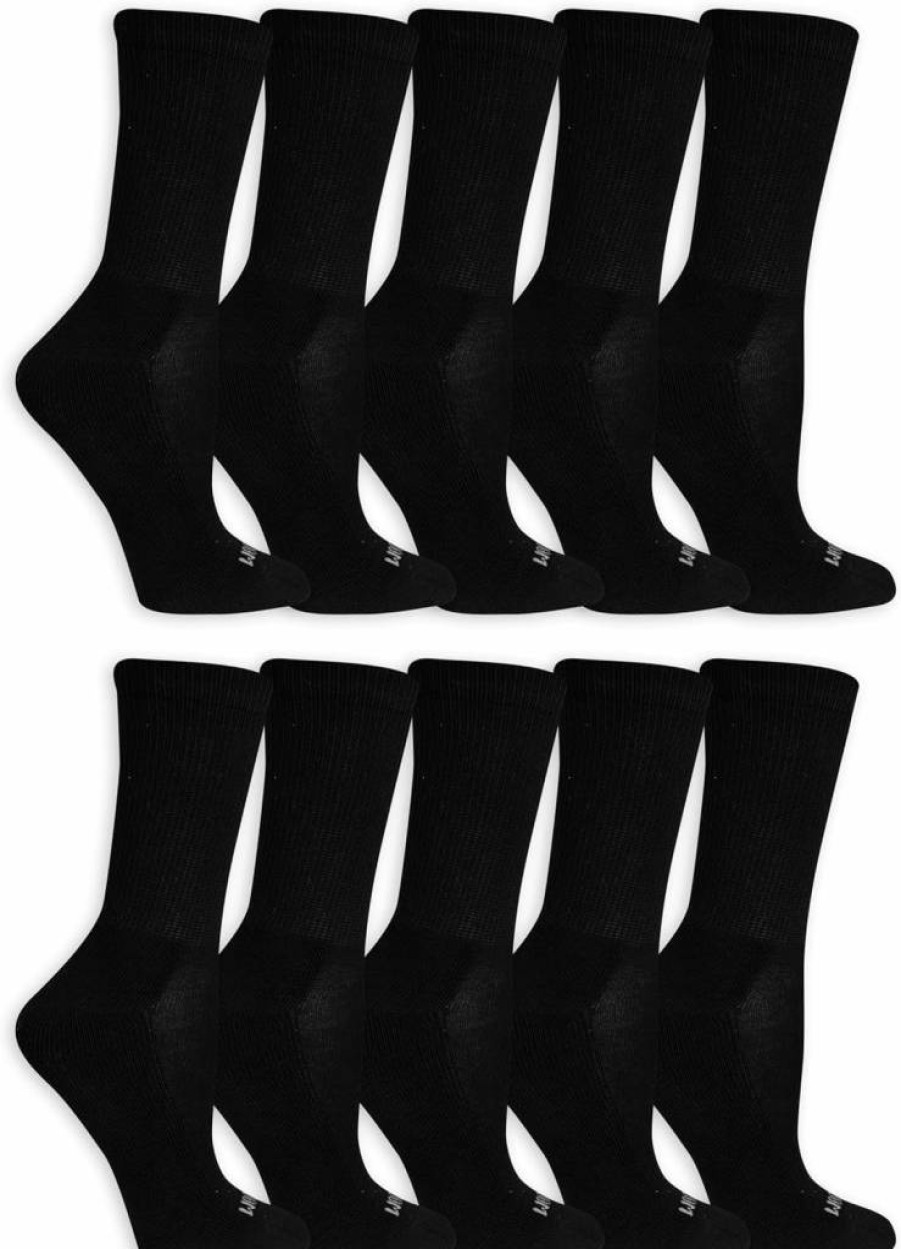 Fruit of the Loom Women's Soft Cushioned Crew Socks 10-Pack - Breathable Everyday Comfort Socks for Women